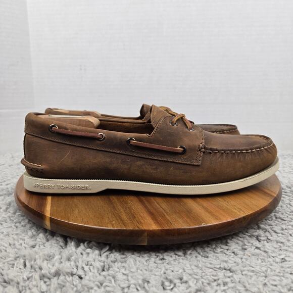 Sperry Top Sider Mens 11M Authentic Original 2-Eye Brown Leather Daily Boat Shoe - Picture 3 of 12